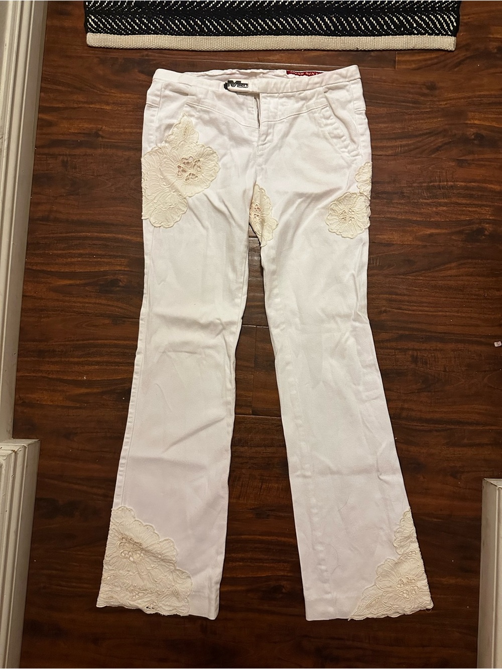Miss sixty vintage White Lace-Appliqué Flare Pants 27